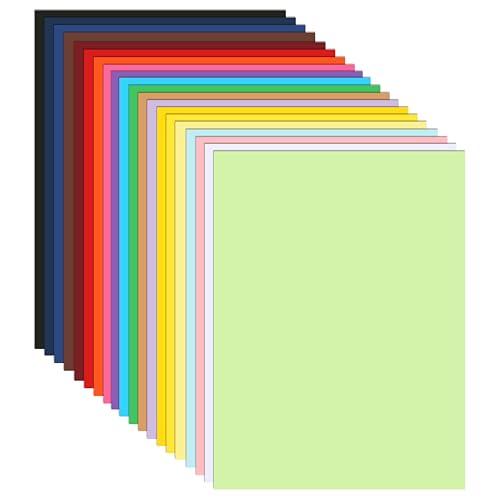 100 Sheets 20 Assorted Colors Cardstock 8.5 x 11 Craft Paper 75lb (100 Count)