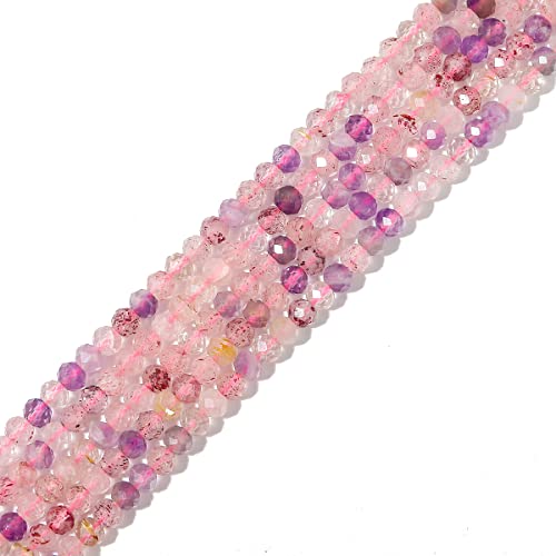 Natural Fluorite Beads 4x2mm 120pcs Faceted Rondelle Loose Semi Gemstone Beads for Jewelry Making Design (120 Count)