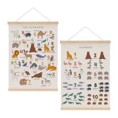 Cute Animal Number Chart Alphabet Poster Hanger