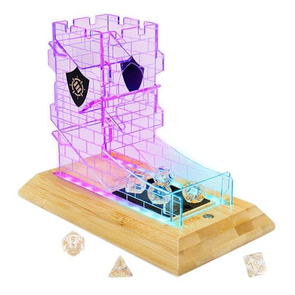 Tabletop LED Dice Tower with 7pc Dice Set for RPG Games (7 Count)