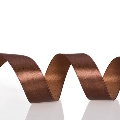 1 Inch Brown Solid Satin Ribbon for Gift Wrapping
