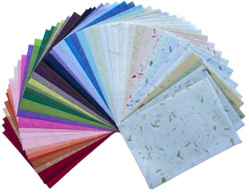 50 Design A4 Natural Fiber Mulberry Tree Mulberry Paper Sheets Art Tissue Washi Paper Design Craft Art Origami Suppliers Card Making Writing Painting 50 Sheets (50 Count)