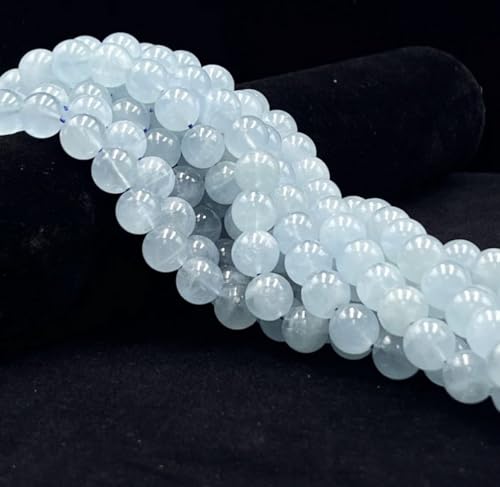 70pcs Adabele Grade A Natural Blue Aquamarine Gemstone 10mm Round Beads (68 Count)