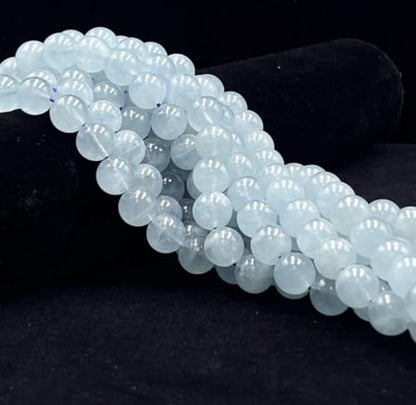 70pcs Adabele Grade A Natural Blue Aquamarine Gemstone 10mm Round Beads (68 Count)