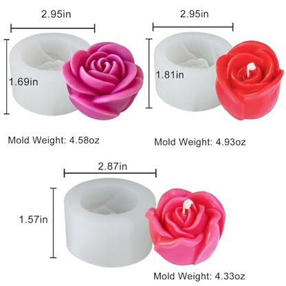 3 PCS 3D Rose Silicone Molds