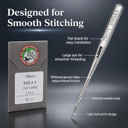 30 Pack Sewing Machine Needles Size 75 (30 Count)
