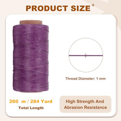 284 Yard Flat Waxed Thread 150D 1mm Leather Sewing Cord for Repairing Shoes Bags Wallets Jewelry Making DIY Leather Craft