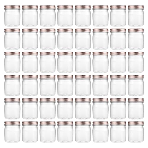 8 oz Plastic Mason Jars and Clear Plastic Jars with Lids 8 oz (48 Count)