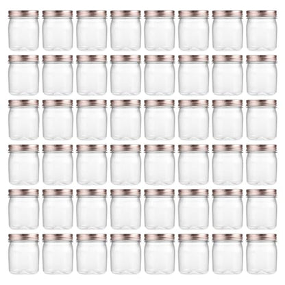 8 oz Plastic Mason Jars and Clear Plastic Jars with Lids 8 oz (48 Count)
