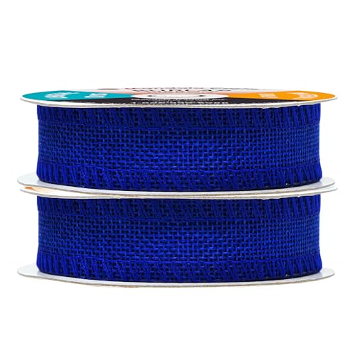 1 Inch Wide Royal Blue Burlap Ribbon for Crafts (60 Foot)