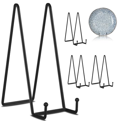 5 Pack 12 Inch Black Picture Stands Plate Stands for Display Large Book Stands for Picture (5 Count)