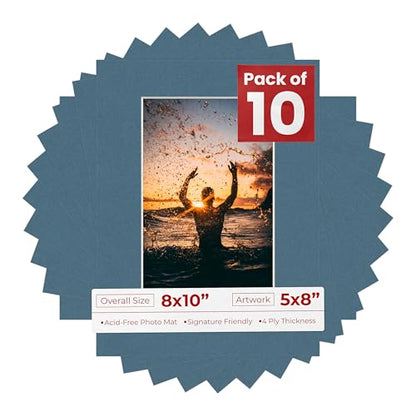 Pack of Ten 8x10 Mats Bevel Cut for 5x8 Photos (10 Count)