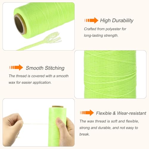 Waxed Thread 197 Yard 1mm 210D Flat Wax Thread Polyester Waxed String for Leather Sewing Hand Weaving Book Binding Home Decoration