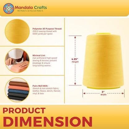 20S 2 Butter Cream Polyester 4 Pack of Serger Threads Cones