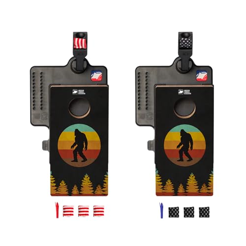 Table Top Mini Cornhole Game Set Retro Sasquatch