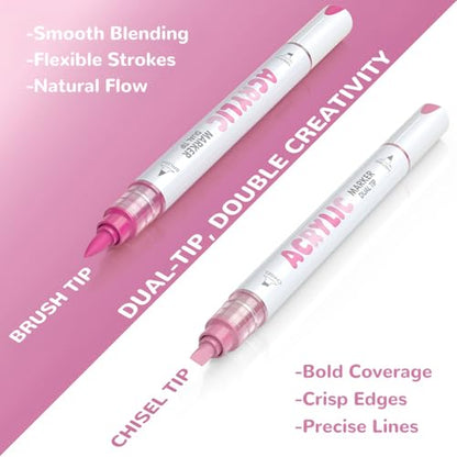 12 Pink Dual Tip Acrylic Paint Markers (12 Count)