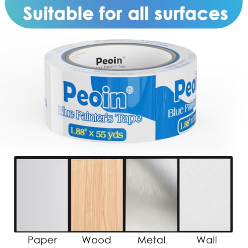 24 Roll Blue Painters Tape 2 Inch Wide Bulk Masking Paint Tape 1.88inx55yds (24 Count)