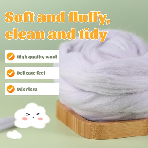 3.53oz Needle Felting Wool Roving for Needle Felting Grey Felting Wool