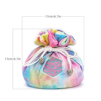 DND Dice Bag Large with Pockets Rainbow Storage Bag for D&D RPG Game (5.29 Ounce)