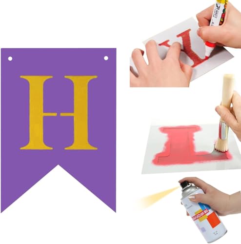 DIY Rainbow Banner Set Include 26 Letters Stencil