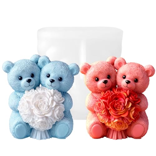 3D Bear Silicone Mold with Flower