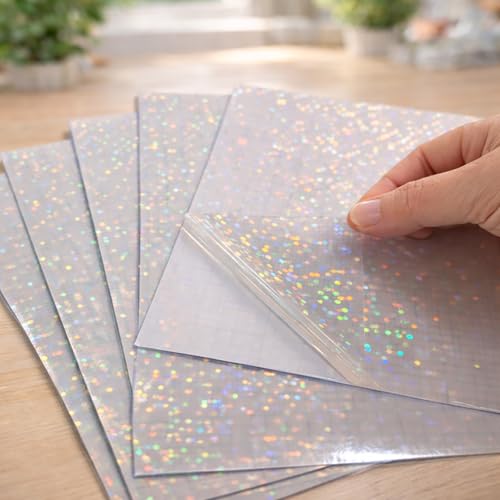 36 Sheets Digital Dots Holographic Sticker Paper Waterproof Laminate Film (36 Count)