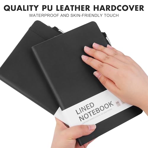 30 Set Lined Notebook Journals with Pens A5 Notebooks 100 GSM College Ruled Hardcover Notebook PU Leather Notepad with Pen Holder for Office School (60 Count)