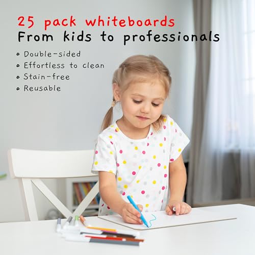 25 Pack Dry Erase Lapboards 9 inch by 12 inch Large Whiteboard White Board Set Great for Teachers (25 Count)