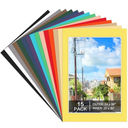 15 Pack 24x36 Picture Mats for 20x30 Photos