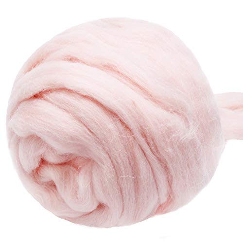 3.53oz Needle Felting Wool Roving for Needle Felting Meat Pink Felting Wool (3.5 Ounce)
