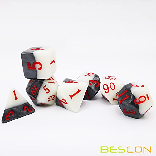 Bescon Two Tone Glowing Polyhedral Dice 7pcs Set Green Dawn
