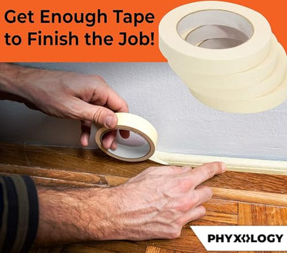 3/4 in Pro-Grade Masking Tape. 60 Yard Roll 4 Pack = 240 Yards of Multi-Use, Easy Tear Removable Tape. Great for Labeling, Painting, Packing and More. Adhesive Leaves No Residue! (720 Foot)