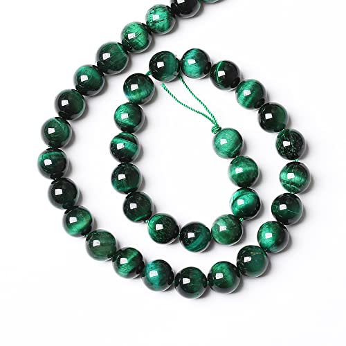 32PCS 12mm Top AAA Green Tiger Eye Beads Natural Stone Round Loose Beads for Jewelry Making DIY Bracelet (16 Count)