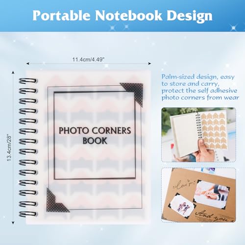 15 Sheets 360 PCS Cowhide Photo Corners Notebook (360 Count)