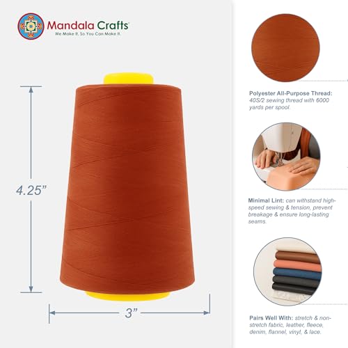 40S 2 Terracotta Polyester 4 Pack of Serger Threads Cones (24000 Foot)
