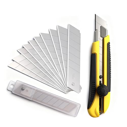Box Cutter Retractable 25MM Long Utility Knife With 10pcs Blades Refills