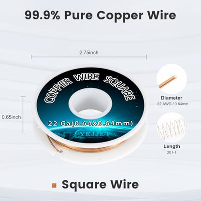 Copper Wire Square 22 Gauge (30 Foot)
