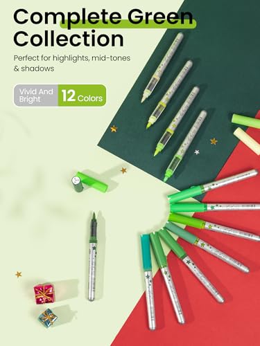 Acrylic Paint Markers 12 Green Colors (12 Count)