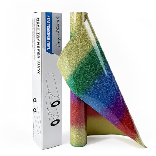 Rainbow Glitter Heat Transfer Vinyl Rolls 12" x 8ft