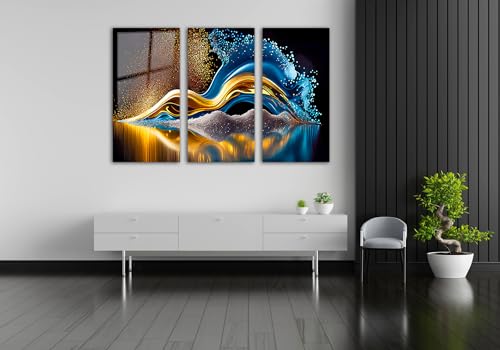 Colorful Abstract Printed Tempered Glass Wall Art Painting for Living Room