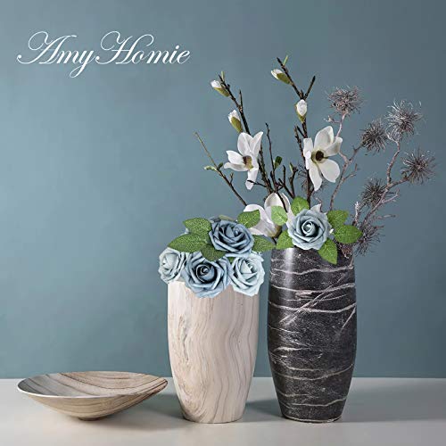 Dusty Blue Rose 25pcs Real Looking Artificial Flowers w (25 Count)