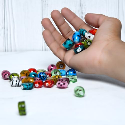 2 3 LB Assorted Glass Dots+Stripe Beads for Jewellery Making (150 Count)