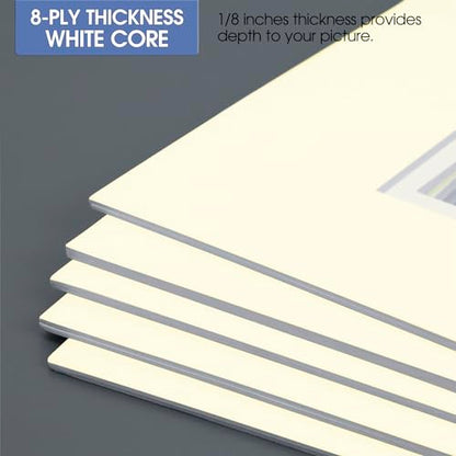 5 Pack Double mat 11x14 for 8x10 Photo Ivory Over Ivory