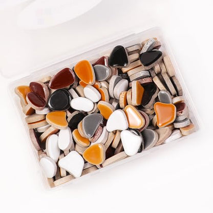 454g (1 LB) Mosaic Ceramic Tiles for Crafts Bulk Mini Pebbles Mosaic Making Supplies, Small Mosaic Tile Broken Tiles for Crafts Kit Adult Mosaics Craft Kits Coffee Mix (OP104) (220 Count)