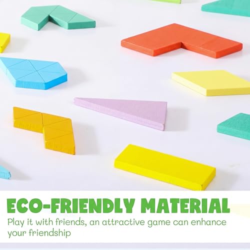 3 Pack Large Wooden Blocks Puzzles Hexagon Tangram Puzzle Wooden Russian Brain Puzzles for Adult Challenge Teasers Geometric Jigsaw Logic Iq STEM Educational Gift Graduation (3 Count)