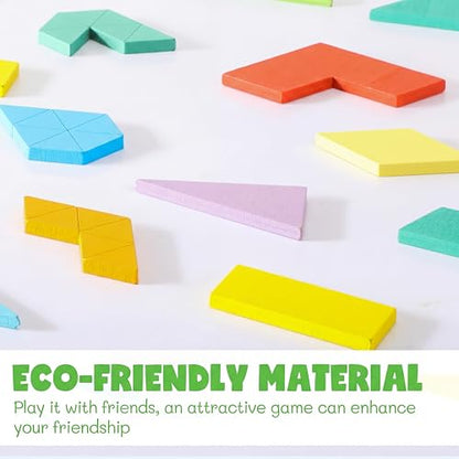 3 Pack Large Wooden Blocks Puzzles Hexagon Tangram Puzzle Wooden Russian Brain Puzzles for Adult Challenge Teasers Geometric Jigsaw Logic Iq STEM Educational Gift Graduation (3 Count)