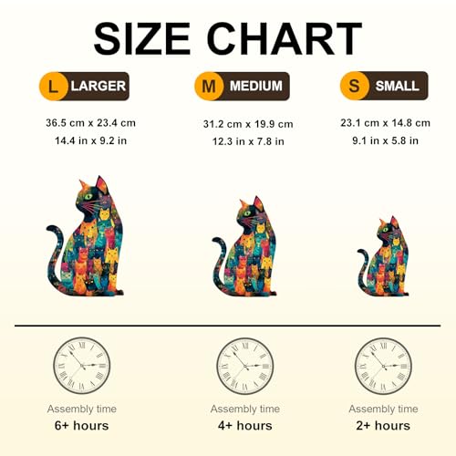 Mosaic Many Faces Sitting Black Cat Puzzles Adults Gifts Wooden 175 Pieces 14.4 * 9.2in