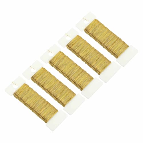 190 Yards 575 Feet 27 Gauge Metal Floral Wire Gold Tone Flexible Paddle Thin Floral Wires for Craft (5 Count)