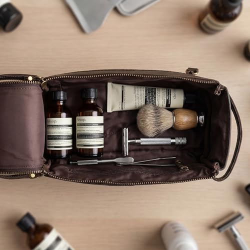 Full Grain Leather Toiletry Bag for Men & Women