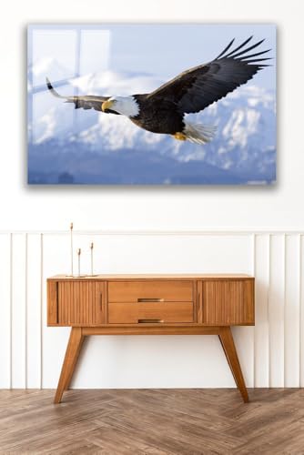 Eagle Printed Tempered Glass Wall Art Painting for Living Room
